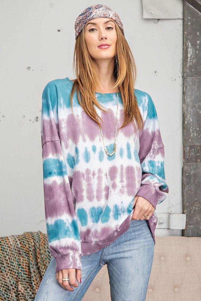 Ombre Dye Terry Knit Banded Bottom Pullover - Deals Kiosk
