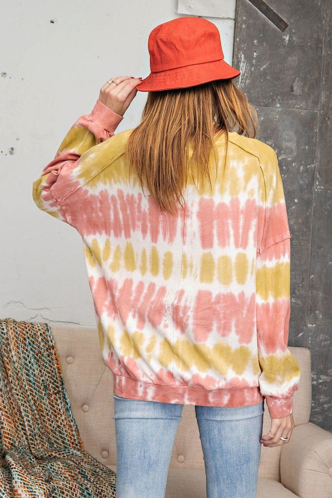 Ombre Dye Terry Knit Banded Bottom Pullover - Deals Kiosk