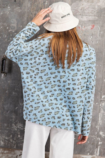 Leopard Printed Garment Dye Loose Fit Knit Top - Deals Kiosk