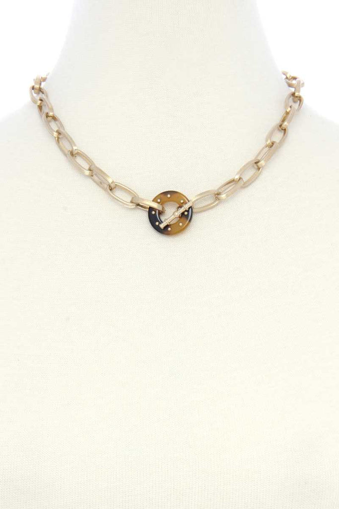 Acetate Ring Oval Link Toggle Clasp Necklace - Deals Kiosk