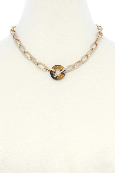 Acetate Ring Oval Link Toggle Clasp Necklace - Deals Kiosk