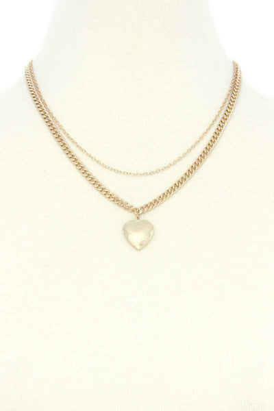 Heart Locket Charm Metal Layer Necklace - Deals Kiosk