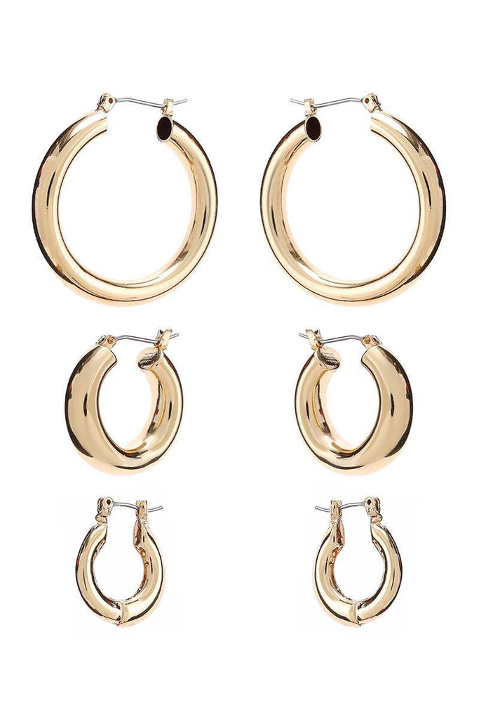 Basic Mini Hoop Earring 3 Pair Set - Deals Kiosk