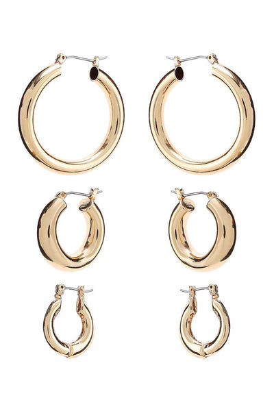 Basic Mini Hoop Earring 3 Pair Set - Deals Kiosk
