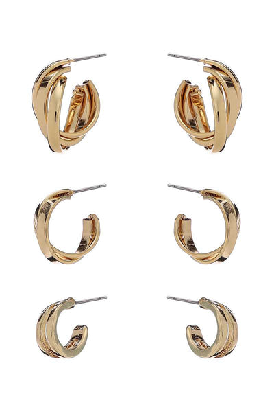 Basic Metal Mini Hoop 3 Pair Earring Set - Deals Kiosk