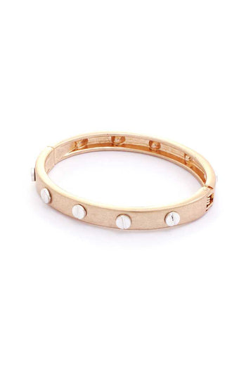 Metal Round Studded Open Bangle Bracelet - Deals Kiosk
