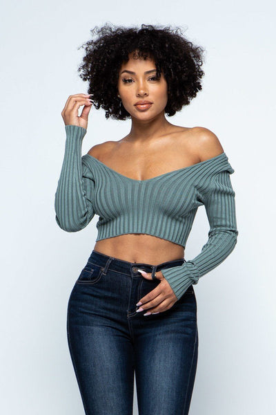 Long Sleeve V-neck Drop Top - Deals Kiosk