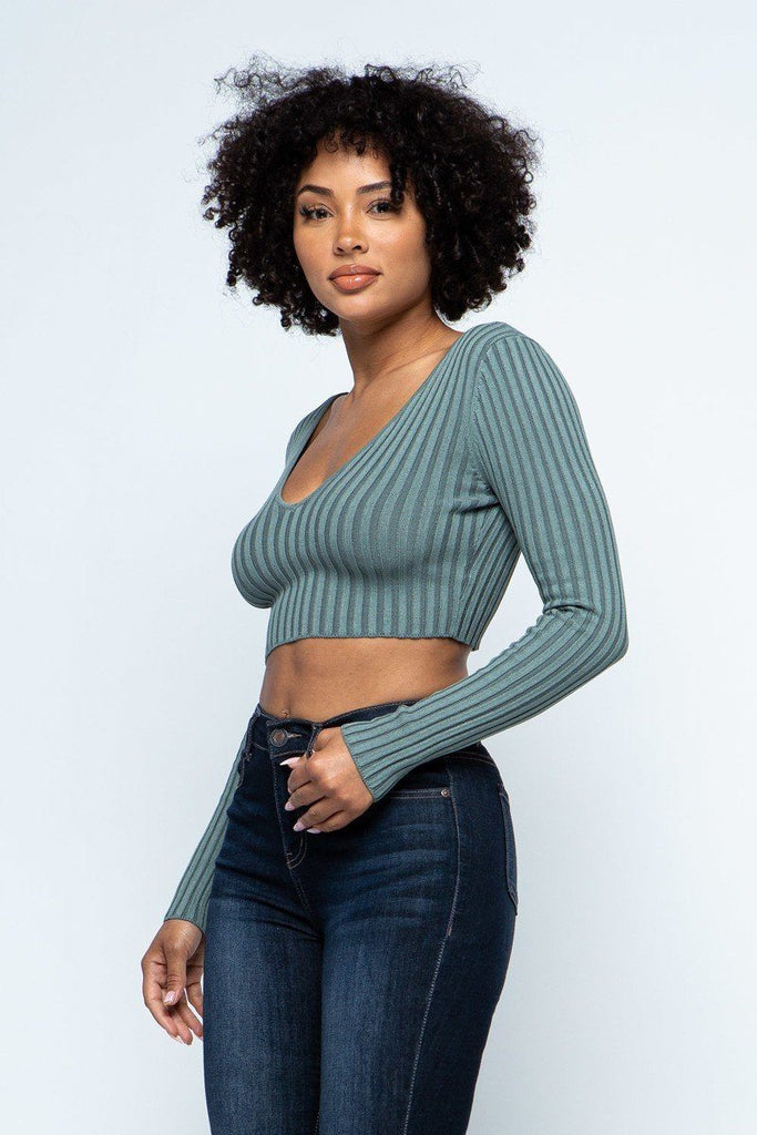 Long Sleeve V-neck Drop Top - Deals Kiosk