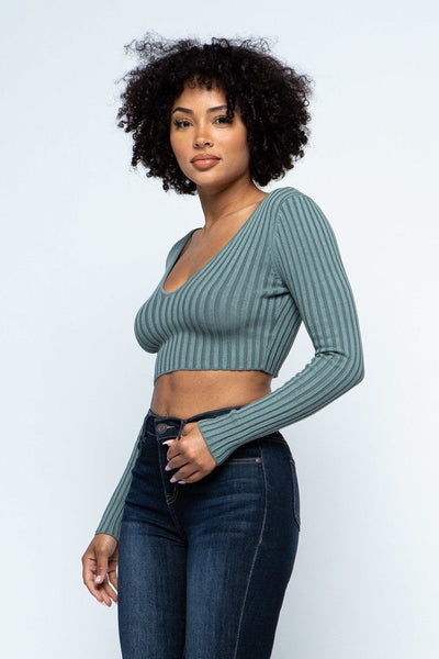 Long Sleeve V-neck Drop Top - Deals Kiosk