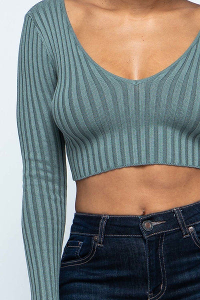 Long Sleeve V-neck Drop Top - Deals Kiosk