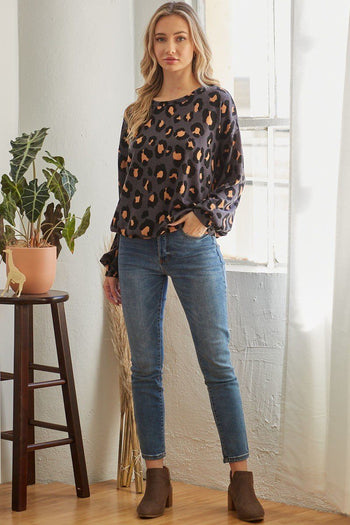 Casual Leopard Print Long Sleeve - Deals Kiosk