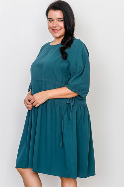 Plus Size Black Tie Sleeve Loose Midi Dress - Deals Kiosk