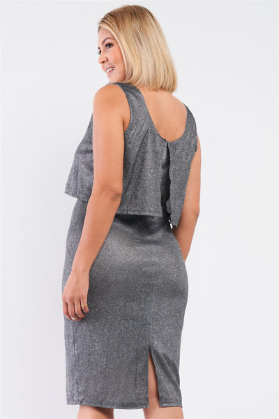 Night Sky Shimmer Sleeveless Layered Dress - Deals Kiosk