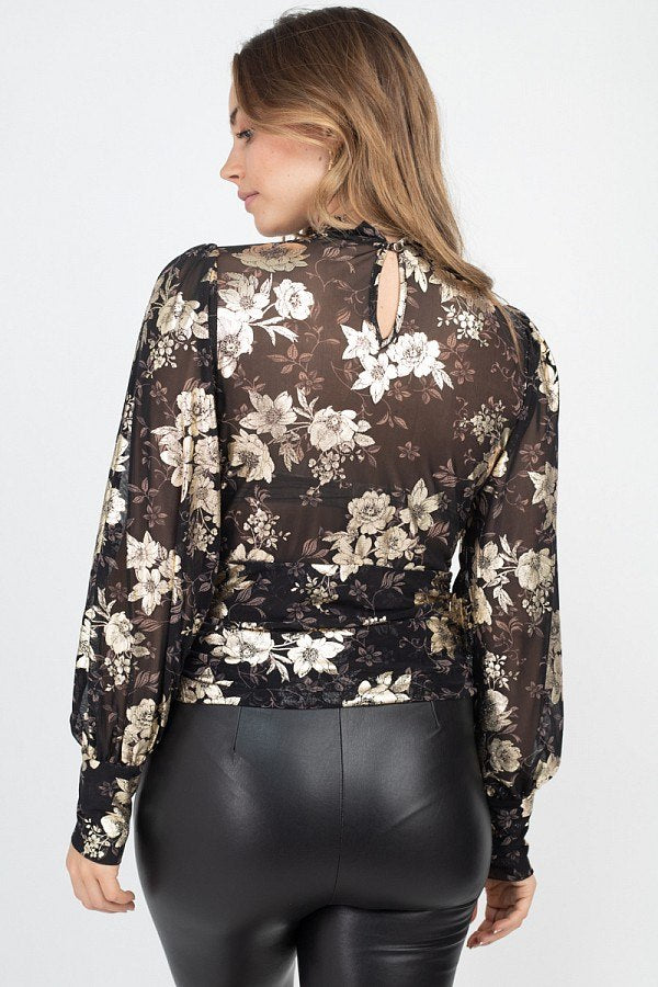 Floral Print Front & Back Keyhole Top - Deals Kiosk