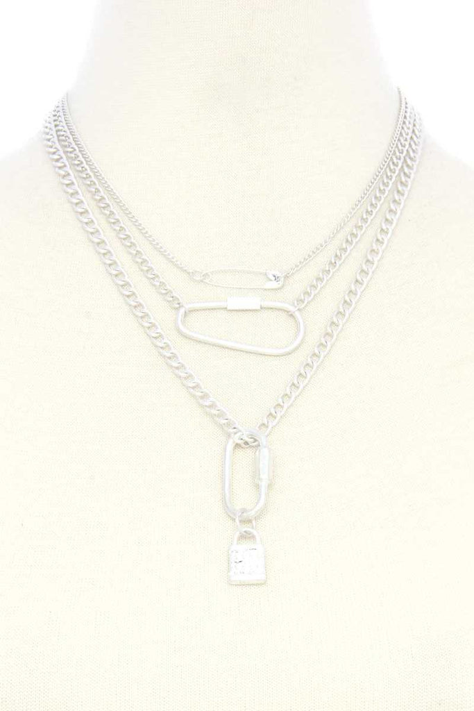 Lock Charm Metal Layered Necklace - Deals Kiosk