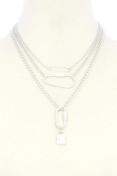 Lock Charm Metal Layered Necklace - Deals Kiosk