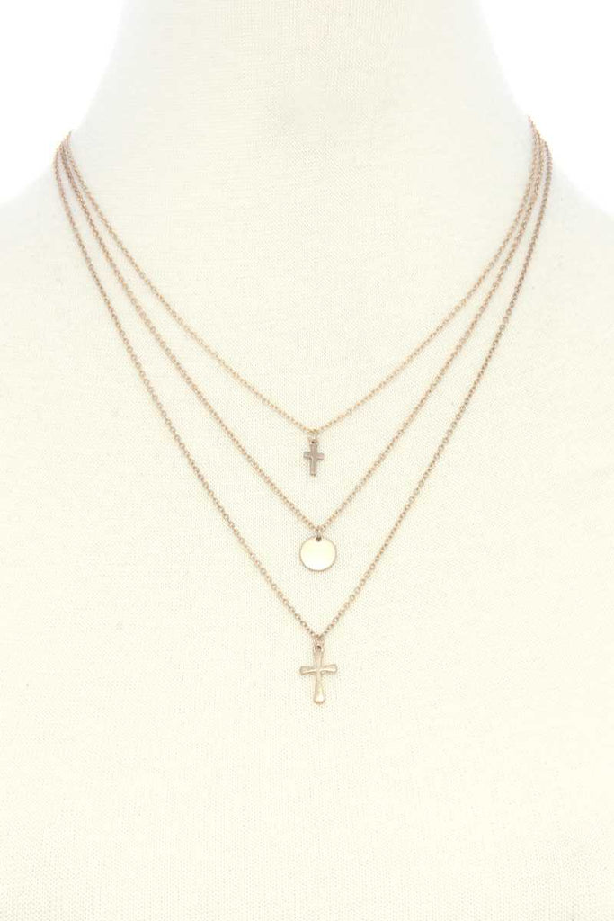 Dainty Cross Charm Layered Necklace - Deals Kiosk
