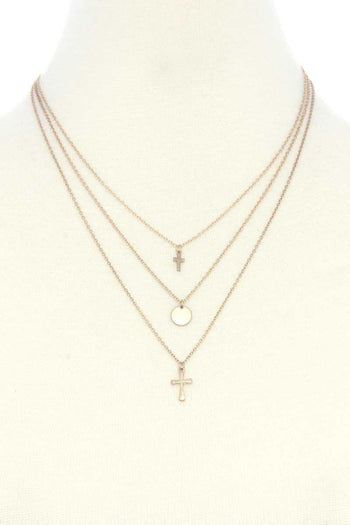 Dainty Cross Charm Layered Necklace - Deals Kiosk