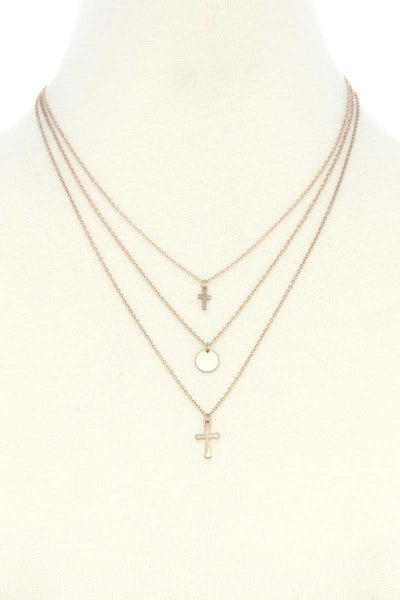 Dainty Cross Charm Layered Necklace - Deals Kiosk
