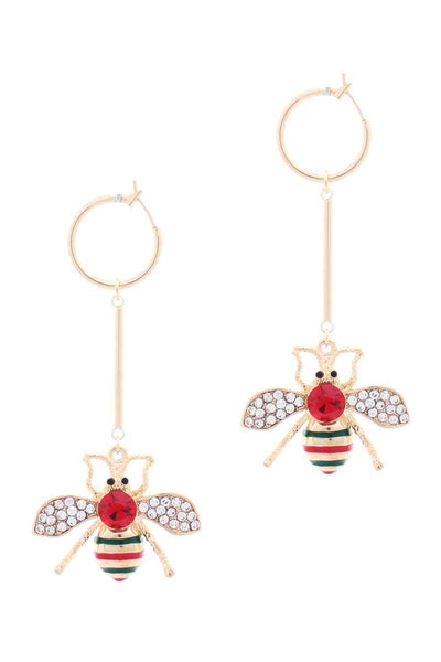 Mini Hoop Queen Bee Dangle Metal Bar Earring - Deals Kiosk