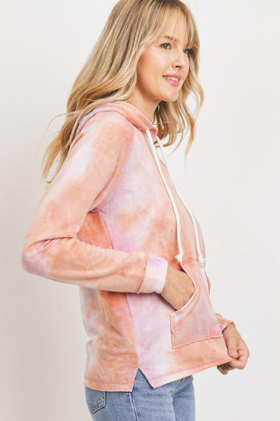 Baby Fleece Tie Dyed Front Pocket Detailed Ls Hoodie Top - Deals Kiosk