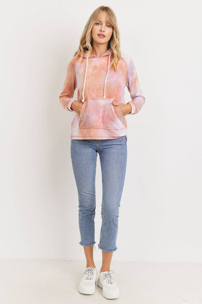 Baby Fleece Tie Dyed Front Pocket Detailed Ls Hoodie Top - Deals Kiosk