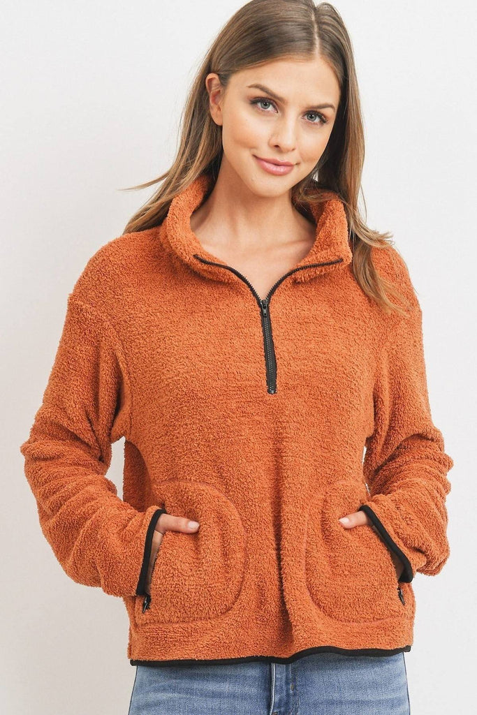 Long Sleeve Half Zipper Pullover Loopie Terry - Deals Kiosk