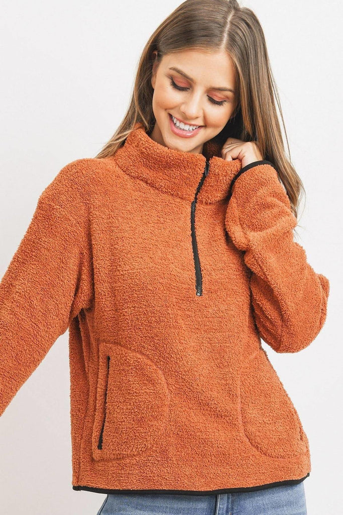 Long Sleeve Half Zipper Pullover Loopie Terry - Deals Kiosk