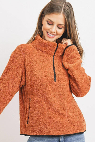 Long Sleeve Half Zipper Pullover Loopie Terry - Deals Kiosk