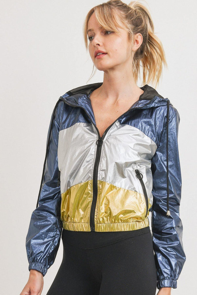 Metallic Colorblock Jacket - Deals Kiosk