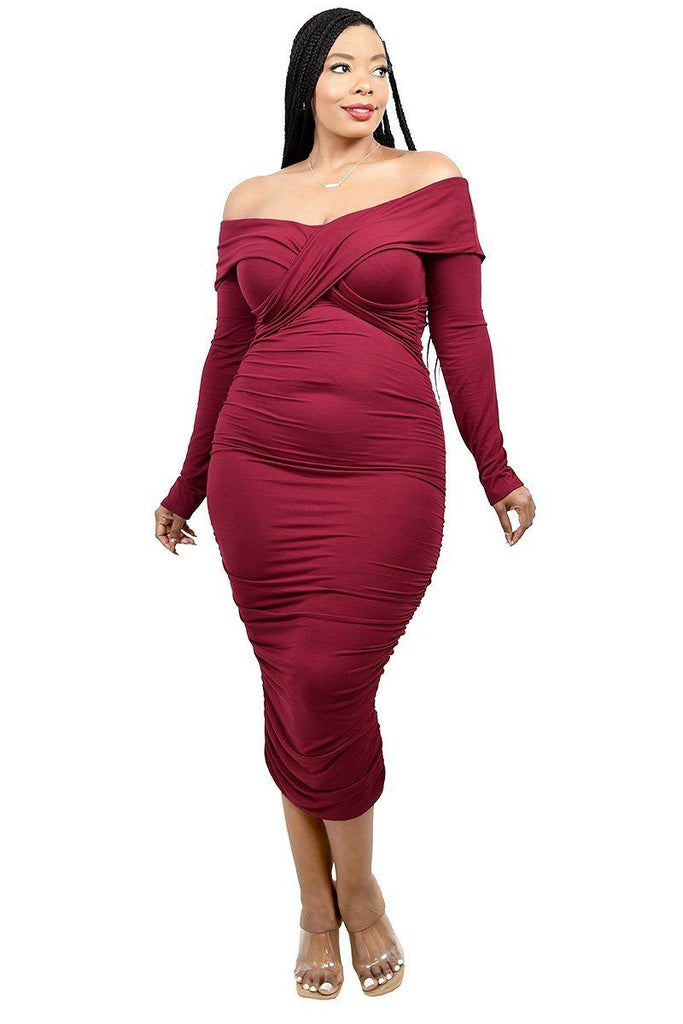 Plus Off Shoulder Cross Shoulder Band Dress - Deals Kiosk