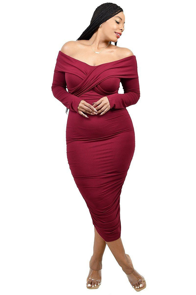 Plus Off Shoulder Cross Shoulder Band Dress - Deals Kiosk