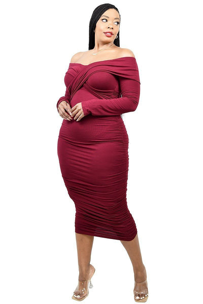 Plus Off Shoulder Cross Shoulder Band Dress - Deals Kiosk