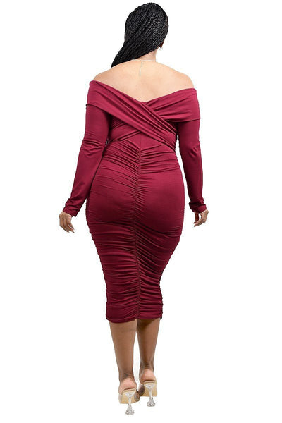 Plus Off Shoulder Cross Shoulder Band Dress - Deals Kiosk