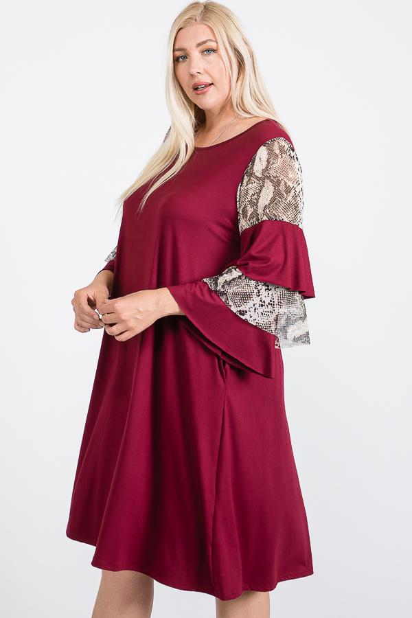 Mixed Ruffle Sleeve With Hidden Pocket A Line Dress - Deals Kiosk