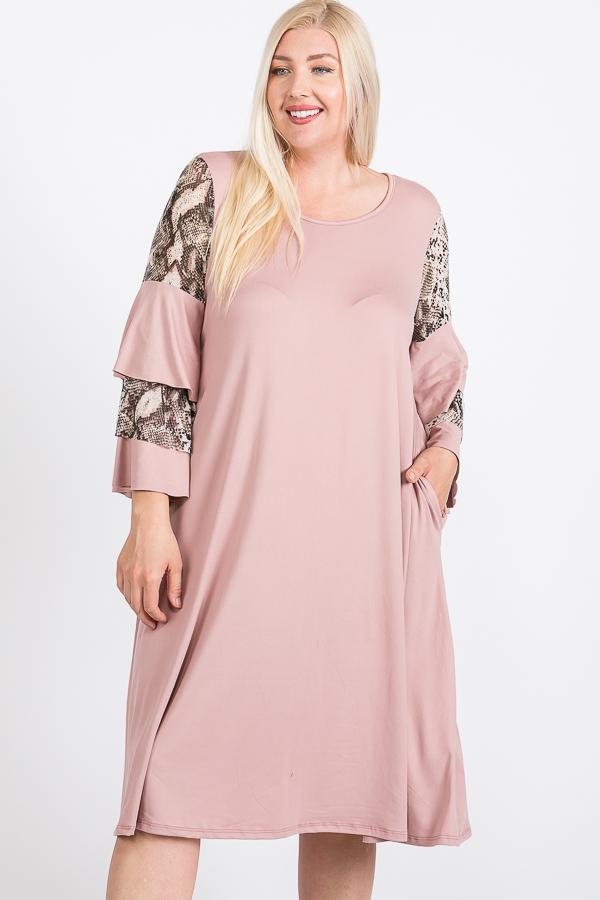 Mixed Ruffle Sleeve With Hidden Pocket A Line Dress - Deals Kiosk