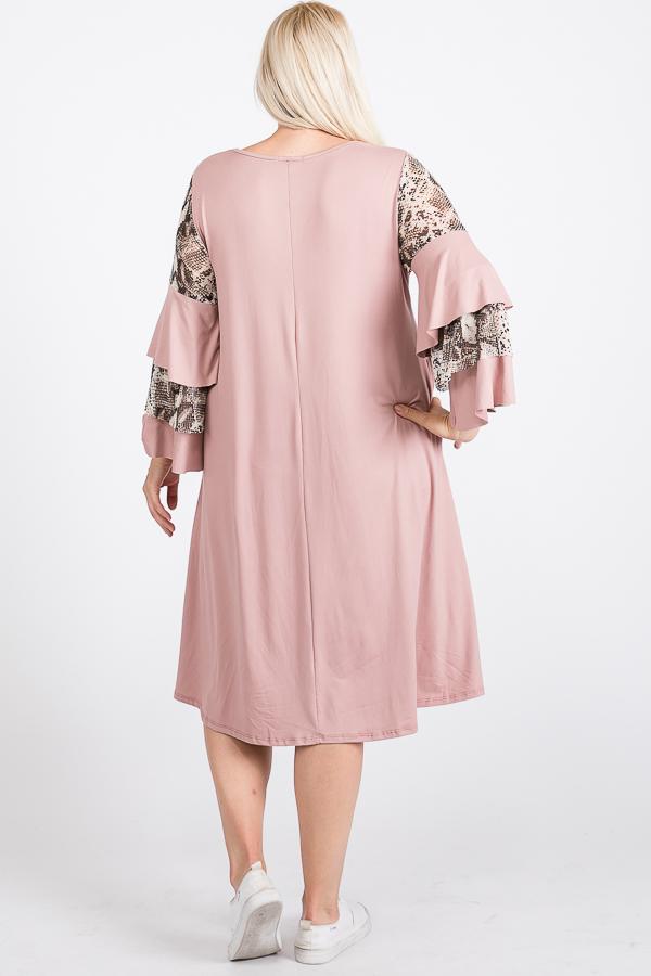 Mixed Ruffle Sleeve With Hidden Pocket A Line Dress - Deals Kiosk