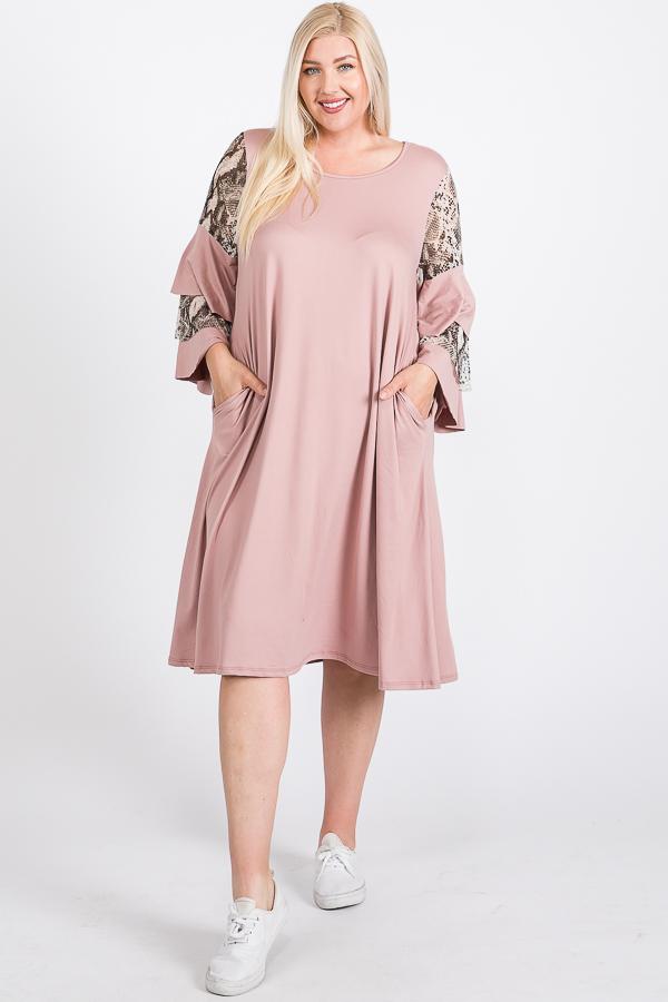 Mixed Ruffle Sleeve With Hidden Pocket A Line Dress - Deals Kiosk