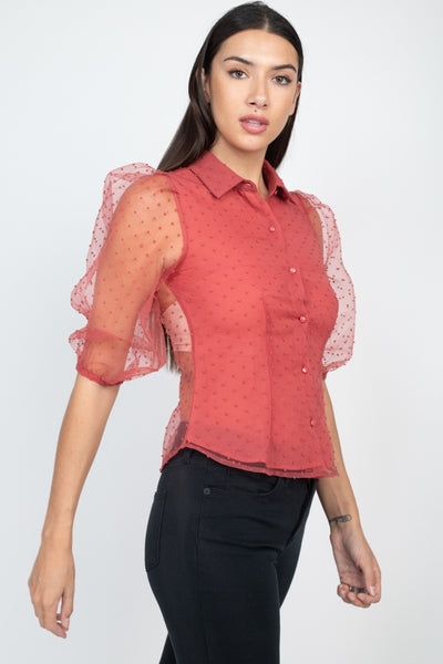 Contrast Dot Print Top - Deals Kiosk