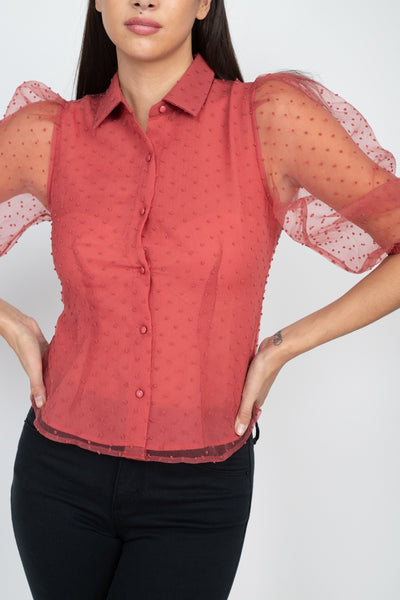 Contrast Dot Print Top - Deals Kiosk