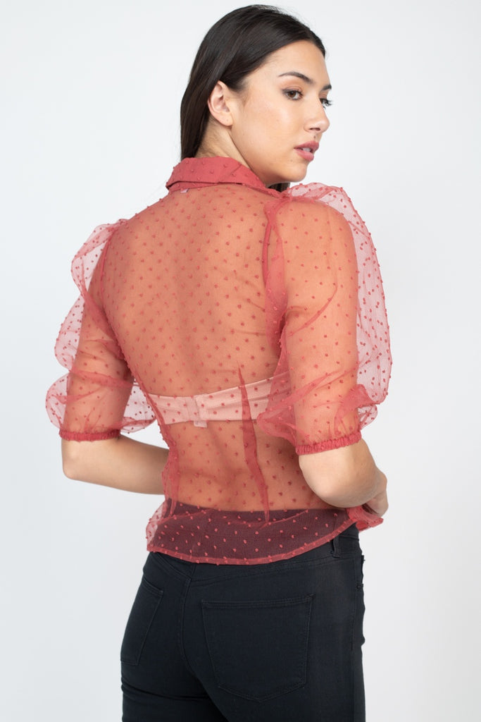Contrast Dot Print Top - Deals Kiosk