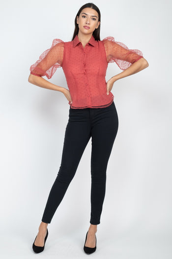 Contrast Dot Print Top - Deals Kiosk