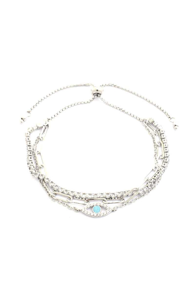 Eye Center Rhinestone Oval Link Adjustable Bracelet - Deals Kiosk