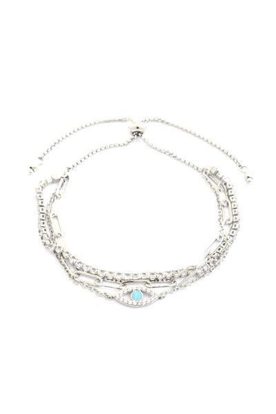 Eye Center Rhinestone Oval Link Adjustable Bracelet - Deals Kiosk