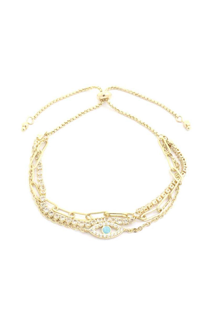 Eye Center Rhinestone Oval Link Adjustable Bracelet - Deals Kiosk