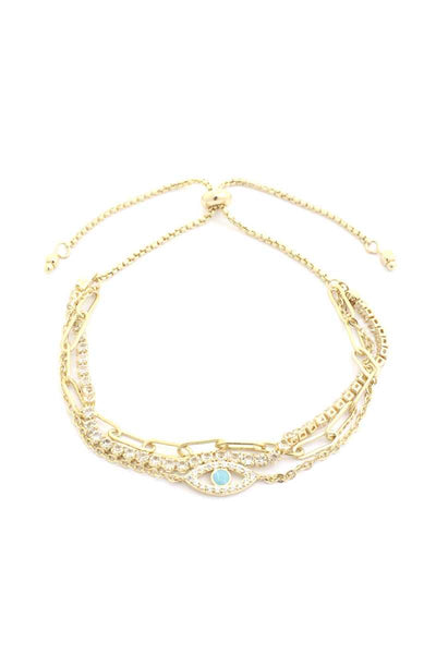 Eye Center Rhinestone Oval Link Adjustable Bracelet - Deals Kiosk