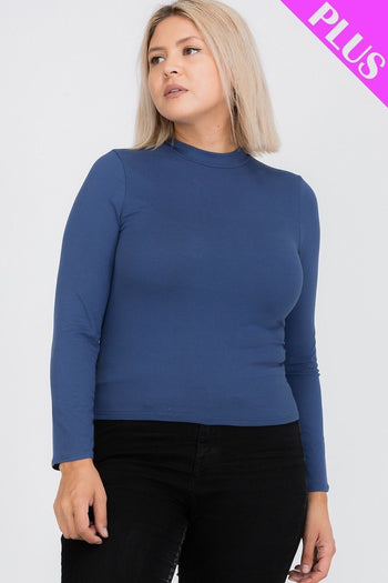 Plus Size Mock Neck Solid Top - Deals Kiosk