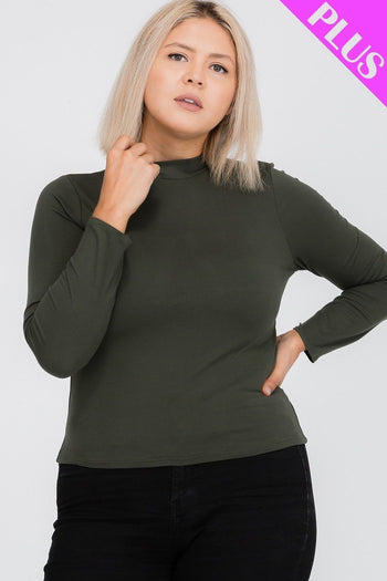 Plus Size Mock Neck Solid Top - Deals Kiosk