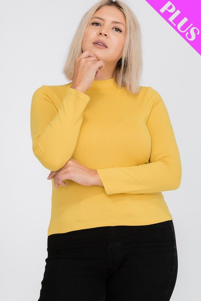 Plus Size Mock Neck Solid Top - Deals Kiosk