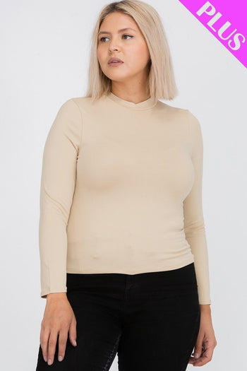 Plus Size Mock Neck Solid Top - Deals Kiosk